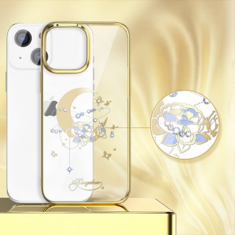 Kingxbar Moon Series luxury case with Swarovski crystals for iPhone 13 gold (Flower)