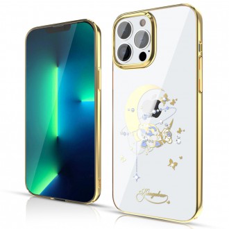 Kingxbar Moon Series luxury case with Swarovski crystals for iPhone 13 Pro gold (Flower)