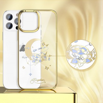 Kingxbar Moon Series luxury case with Swarovski crystals for iPhone 13 Pro gold (Flower)