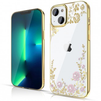 Kingxbar Moon Series luxury case with Swarovski crystals for iPhone 13 pink-gold