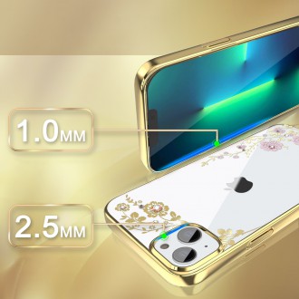 Kingxbar Moon Series luxury case with Swarovski crystals for iPhone 13 pink-gold
