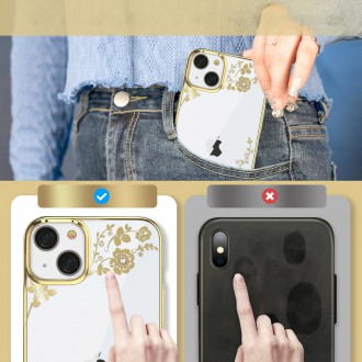 Kingxbar Moon Series luxury case with Swarovski crystals for iPhone 13 pink-gold