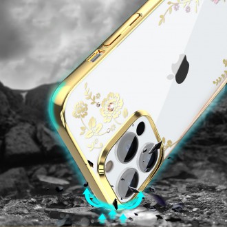 Kingxbar Moon Series luxury case with Swarovski crystals for iPhone 13 Pro pink-gold