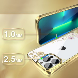 Kingxbar Moon Series luxury case with Swarovski crystals for iPhone 13 Pro pink-gold