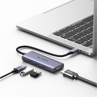 Ugreen 4in1 multi-functional HUB USB Type C - 3x USB 3.2 Gen 1 / HDMI 2.1 8K 30Hz gray (50629 CM500)