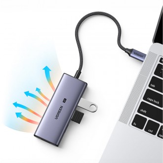 Ugreen 4in1 multi-functional HUB USB Type C - 3x USB 3.2 Gen 1 / HDMI 2.1 8K 30Hz gray (50629 CM500)