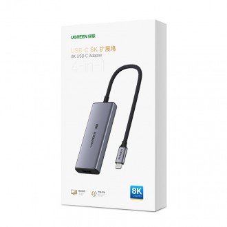 Ugreen 4in1 multi-functional HUB USB Type C - 3x USB 3.2 Gen 1 / HDMI 2.1 8K 30Hz gray (50629 CM500)