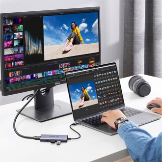 Ugreen 4in1 multi-functional HUB USB Type C - 3x USB 3.2 Gen 1 / HDMI 2.1 8K 30Hz gray (50629 CM500)