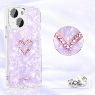 Kingxbar Epoxy Series case cover with original Swarovski crystals iPhone 13 purple