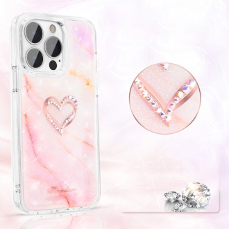 Kingxbar Epoxy Series case cover with original Swarovski crystals iPhone 13 Pro marble