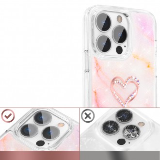 Kingxbar Epoxy Series case cover with original Swarovski crystals iPhone 13 Pro marble