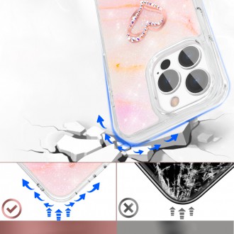 Kingxbar Epoxy Series case cover with original Swarovski crystals iPhone 13 Pro marble