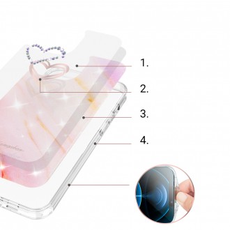 Kingxbar Epoxy Series case cover with original Swarovski crystals iPhone 13 Pro marble