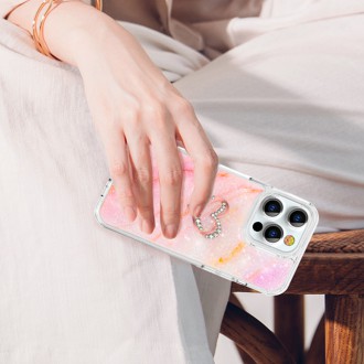 Kingxbar Epoxy Series case cover with original Swarovski crystals iPhone 13 Pro marble