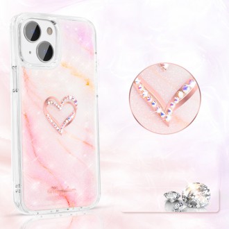 Kingxbar Epoxy Series case cover with original Swarovski crystals iPhone 13 marble