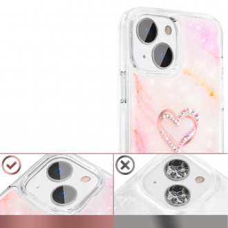 Kingxbar Epoxy Series case cover with original Swarovski crystals iPhone 13 marble