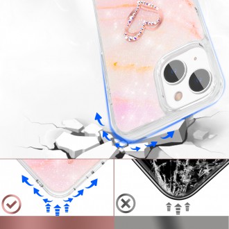 Kingxbar Epoxy Series case cover with original Swarovski crystals iPhone 13 marble