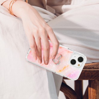 Kingxbar Epoxy Series case cover with original Swarovski crystals iPhone 13 marble