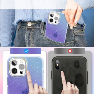 Kingxbar Ombre Series colorful glitter case for iPhone 13 Pro Blue-violet