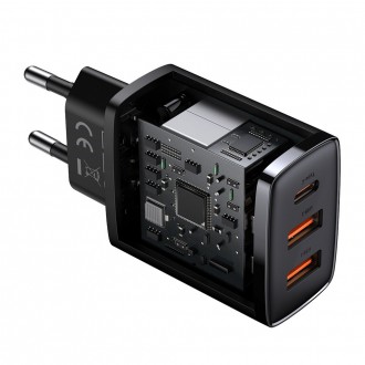 [PO VRÁCENÍ] Kompaktní rychlonabíječka Baseus 2x USB / USB Typ C 30W 3A napájení Quick Charge černá (CCXJ-E01)