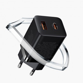 Rychlá nabíječka Baseus Super Si Pro USB / USB Typ C 30W Power Delivery Quick Charge černá (CCSUPP-E01)