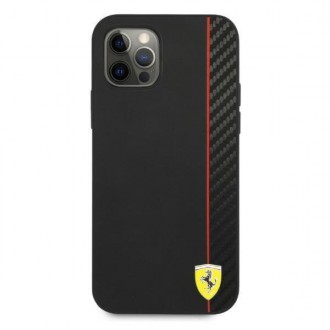 Ferrari FESAXHCP12LBK iPhone 12 Pro Max 6,7&quot; černo/černé pevné pouzdro On Track Carbon Stripe