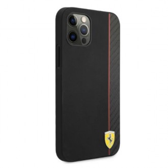 Ferrari FESAXHCP12LBK iPhone 12 Pro Max 6,7&quot; černo/černé pevné pouzdro On Track Carbon Stripe