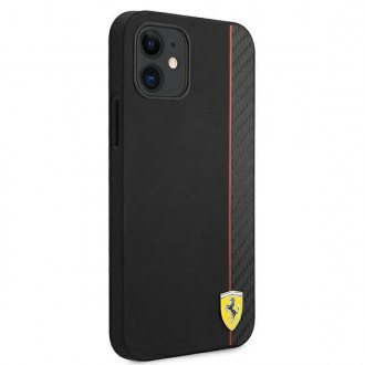 Ferrari FESAXHCP12SBK iPhone 12 mini 5,4&quot; černo/černé pevné pouzdro On Track Carbon Stripe