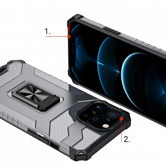 Crystal Ring Case Kickstand Tough Rugged Cover for iPhone 12 Pro black