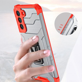 Crystal Ring Case Kickstand Tough Rugged Cover for Samsung Galaxy S21+ 5G (S21 Plus 5G) red