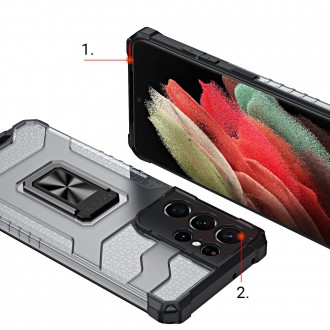 Crystal Ring Case Kickstand Tough Rugged Cover for Samsung Galaxy S21 Ultra 5G black