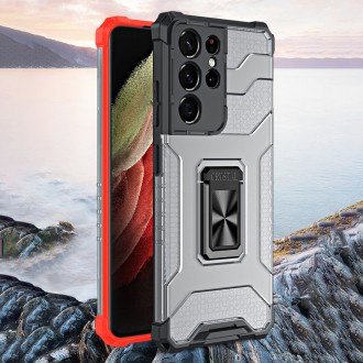 Crystal Ring Case Kickstand Tough Rugged Cover for Samsung Galaxy S21 Ultra 5G red