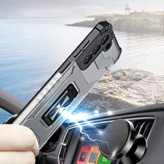 Crystal Ring Case Kickstand Tough Rugged Cover for Samsung Galaxy S21 FE blue