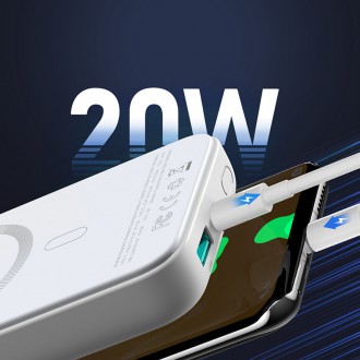 Dodávka energie Joyroom Power Bank 10000mAh 20W Rychlé nabíjení Magnetická Qi 15W bezdrátová nabíječka pro iPhone Kompatibilní s MagSafe Black (JR-W02