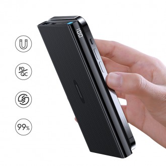 Joyroom Power Bank 10000mAh 22.5W Power Delivery Quick Charge 15W Magnetic Wireless Charger Qi for iPhone MagSafe Compatible Black (JR-W010)