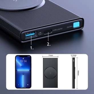 Joyroom Power Bank 10000mAh 22.5W Power Delivery Quick Charge 15W Magnetic Wireless Charger Qi for iPhone MagSafe Compatible Black (JR-W010)