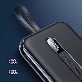 Joyroom Linglong powerbank 10000mAh 20W Power Delivery Quick Charge USB / USB Type C / built-in USB Type C cable black (JR-L001 black)