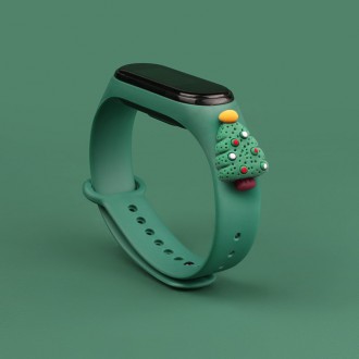 Strap Xmas Wristband for Xiaomi Mi Band 4 / Mi Band 3 Christmas Silicone Strap Bracelet Dark Green (Christmas Tree 2)