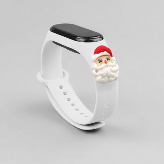 Strap Xmas Wristband for Xiaomi Mi Band 4 / Mi Band 3 Christmas Silicone Strap Bracelet White (Santa Claus)