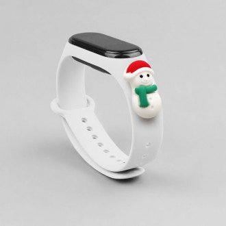 Strap Xmas Wristband for Xiaomi Mi Band 4 / Mi Band 3 Christmas Silicone Strap Bracelet White (Snowman 1)