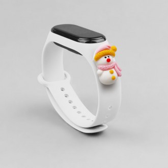 Strap Xmas Wristband for Xiaomi Mi Band 4 / Mi Band 3 Christmas Silicone Strap Bracelet White (Snowman 2)