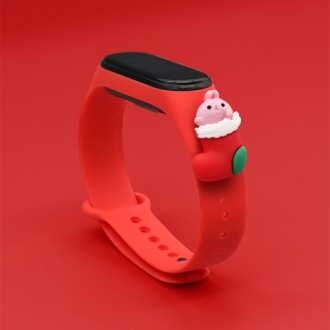 Strap Xmas Wristband for Xiaomi Mi Band 4 / Mi Band 3 Christmas Silicone Strap Bracelet Red (Santa 1)