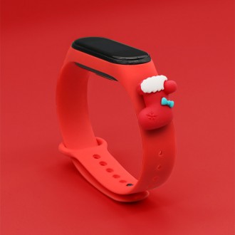 Strap Xmas Wristband for Xiaomi Mi Band 4 / Mi Band 3 Christmas Silicone Strap Bracelet Red (Sock)