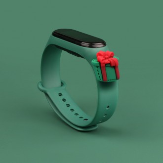 Strap Xmas Wristband for Xiaomi Mi Band 6 / Mi Band 5 Christmas Silicone Strap Bracelet Dark Green (Gift)