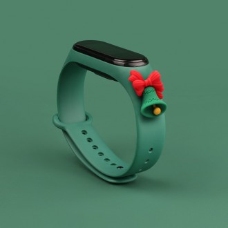 Strap Xmas Wristband for Xiaomi Mi Band 6 / Mi Band 5 Christmas Silicone Strap Bracelet Dark Green (Bell)