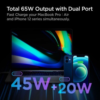 SÍŤOVÁ NABÍJEČKA Spigen PE2007EU POWERARC 2-PORTOVÁ PD60W/QC3.0 BÍLÁ