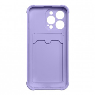 Card Armor Case Pouch Cover for iPhone 12 Pro Card Wallet Silicone Air Bag Armor Case Purple