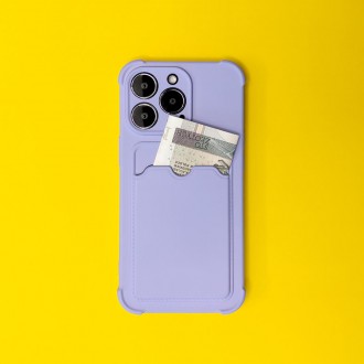 Card Armor Case Pouch Cover for iPhone 13 Pro Max Card Wallet Silicone Air Bag Armor Case Purple