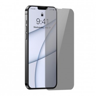Tvrzené sklo Baseus 0,3 mm Anti Spy Glass pro iPhone 13 Pro Max Privacy Filter (SGBL020802) (vhodné pro pouzdro)