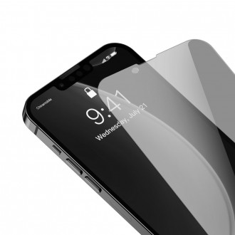 Tvrzené sklo Baseus 0,3 mm Anti Spy Glass pro iPhone 13 Pro Max Privacy Filter (SGBL020802) (vhodné pro pouzdro)